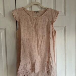 Women's Pink Sleeveless Linen Top